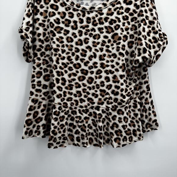 Altar'd State Shirt Womens Large Leopard Animal Print Ruffle Hem Trendy Top - Picture 2 of 9
